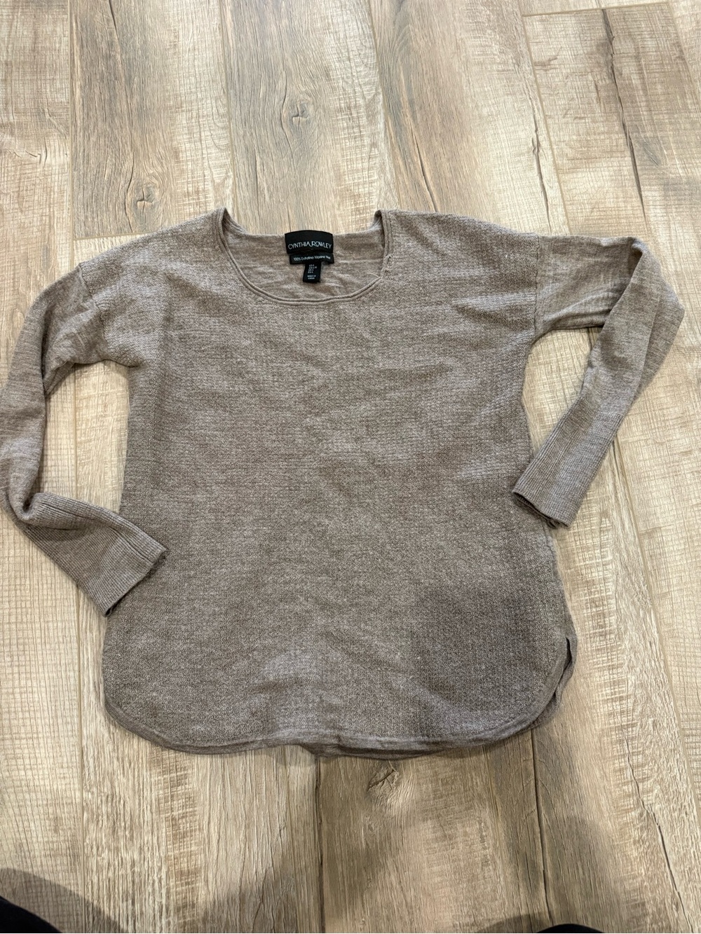 Cynthia Rowley Taupe Scoop Neck Sweater